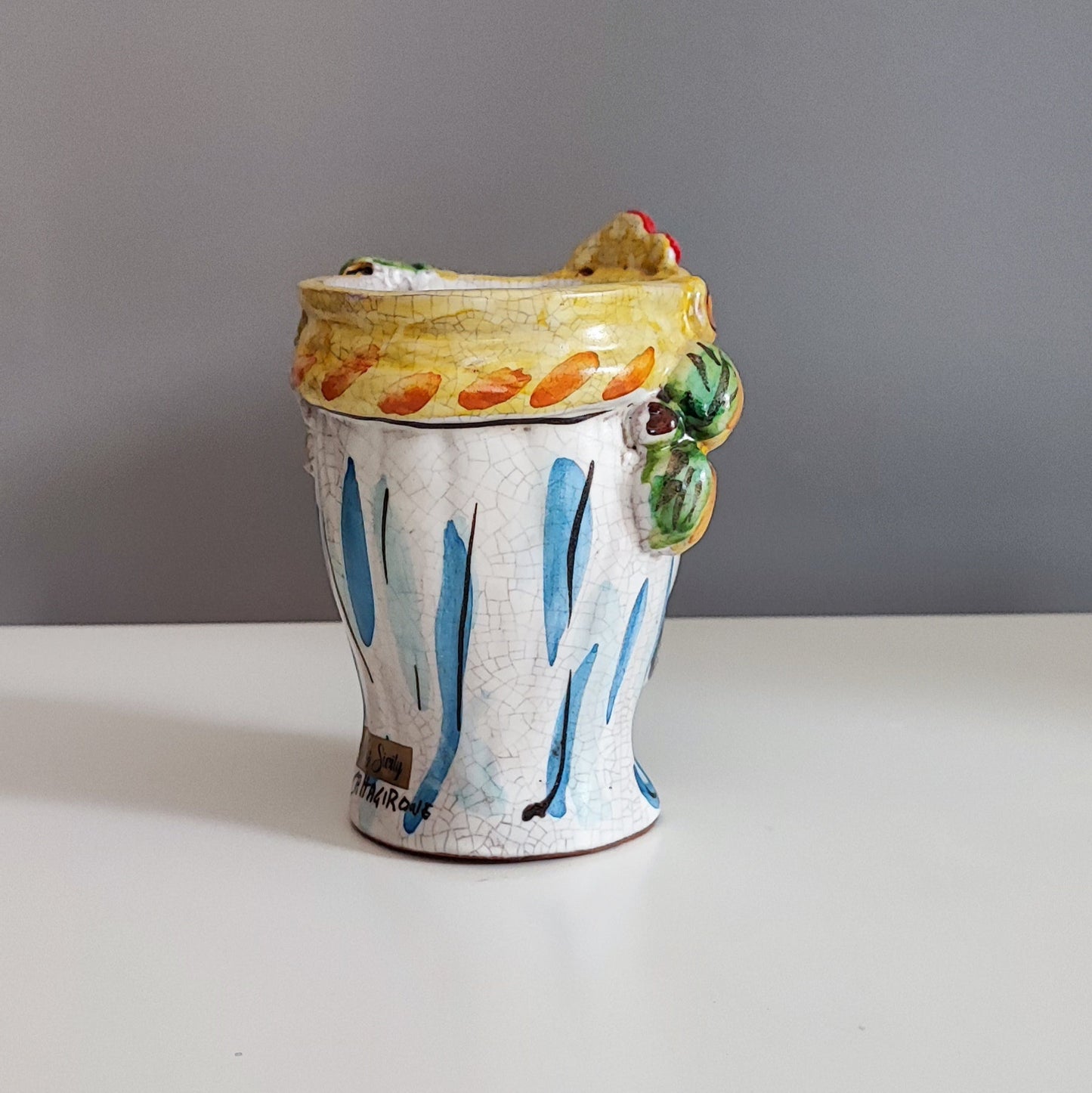 Testa di Moro da 14 cm con effetto screpolato e invecchiato