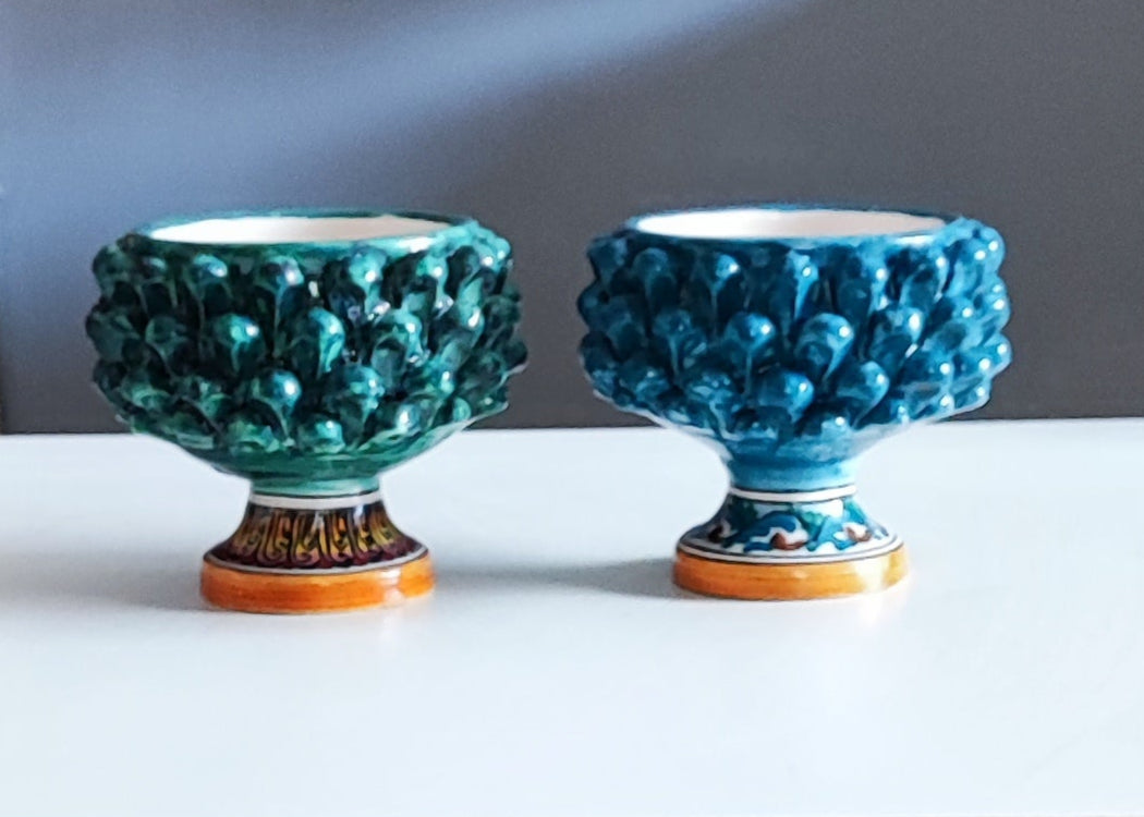Vaso Mezza Pigna Artigianale Ø 12cm circa Bomboniera Ceramica di Caltagirone