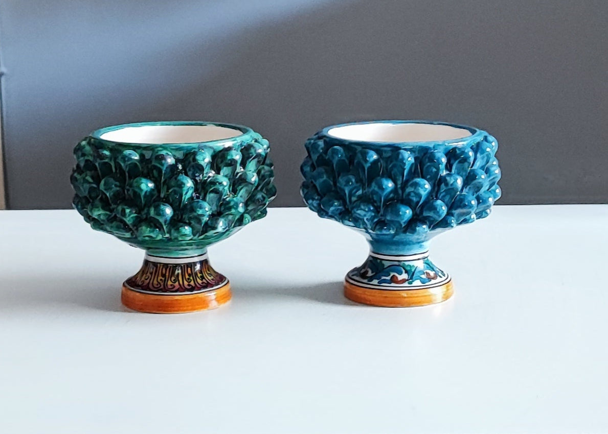 Vaso Mezza Pigna Artigianale Ø 12cm circa Bomboniera Ceramica di Caltagirone