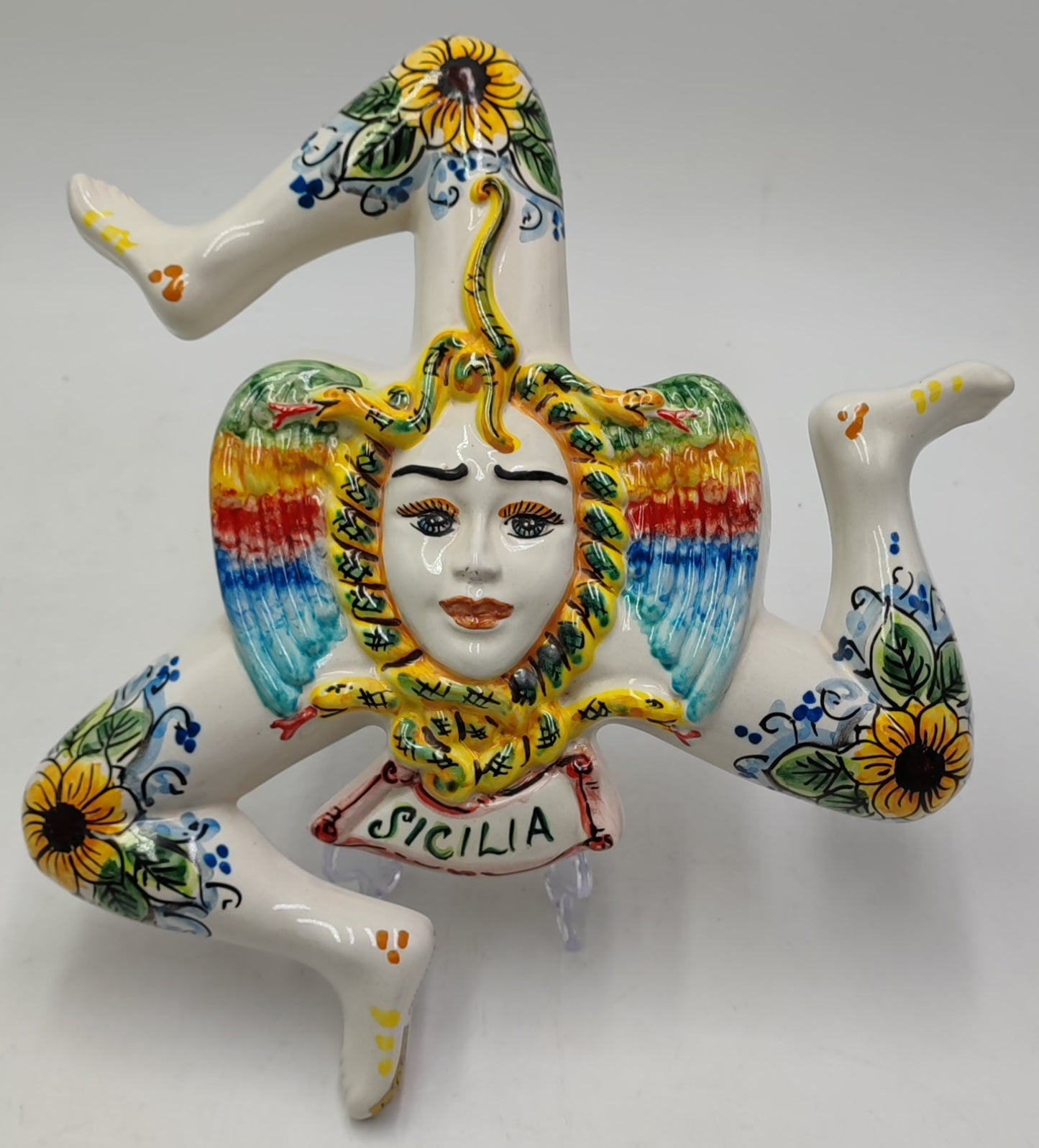 Caltagirone Ceramic Trinacria Plate 35 CM – Handmade Sicilian Wall Art