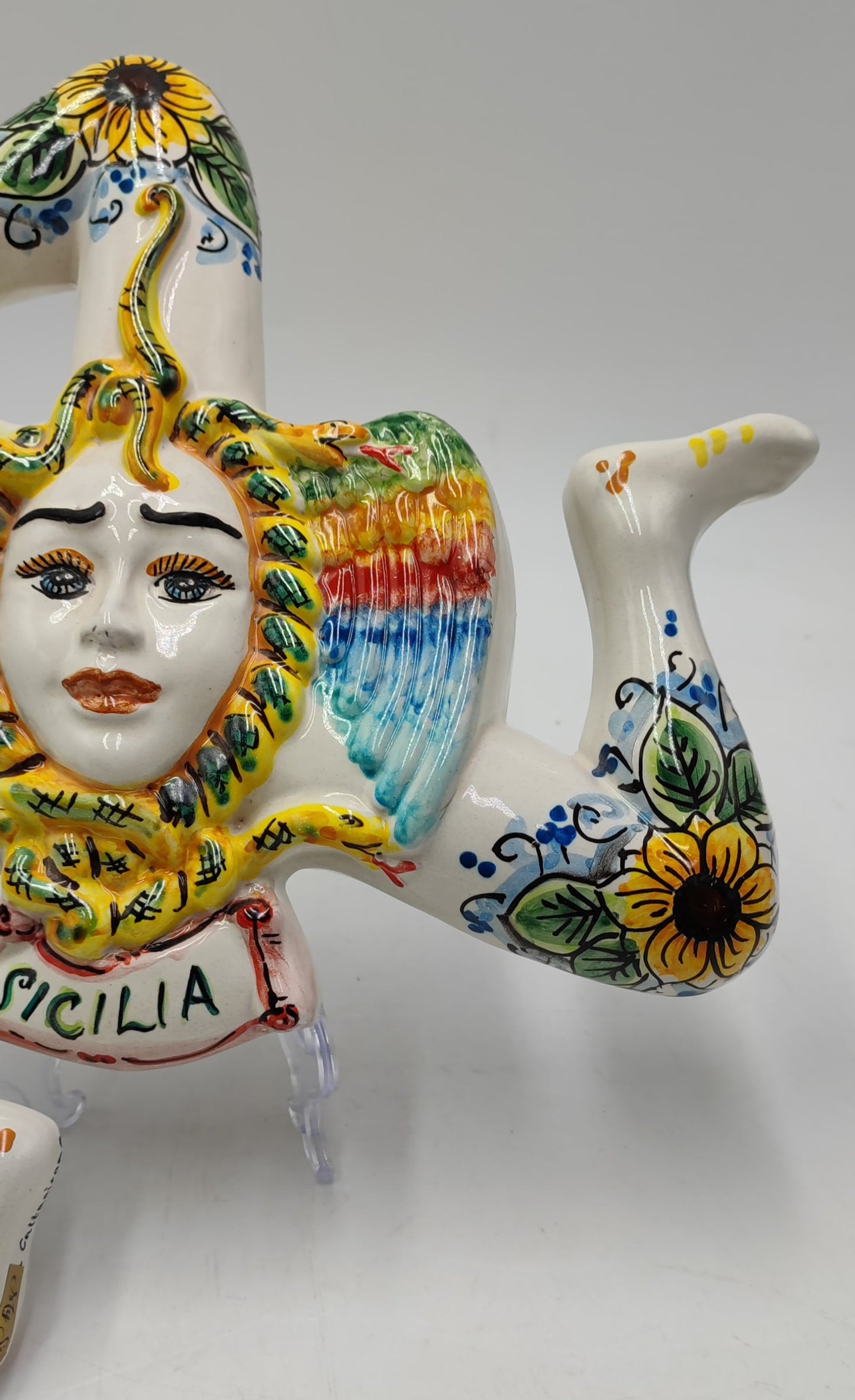Caltagirone Ceramic Trinacria Plate 35 CM – Handmade Sicilian Wall Art