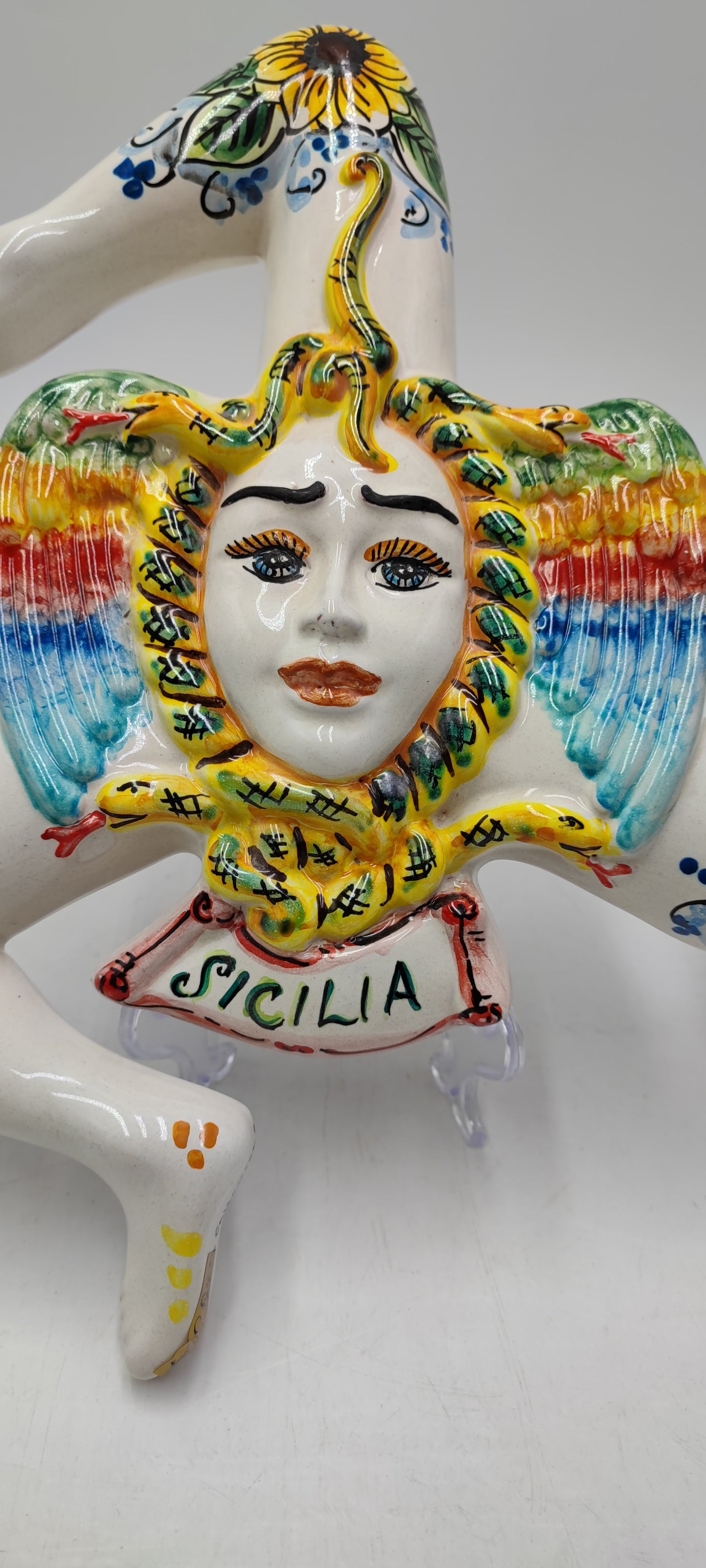 Caltagirone Ceramic Trinacria Plate 35 CM – Handmade Sicilian Wall Art