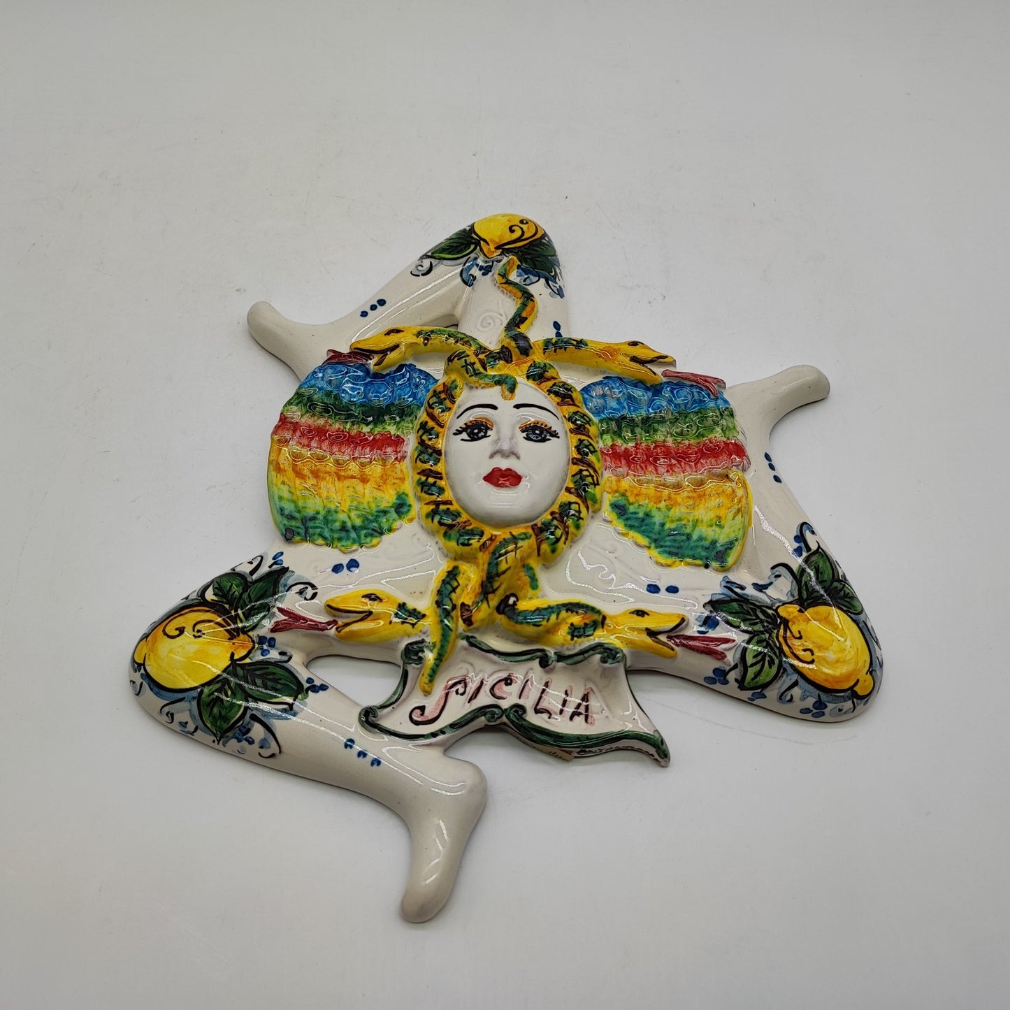 Handcrafted Sicilian Caltagirone Ceramics Trinacria