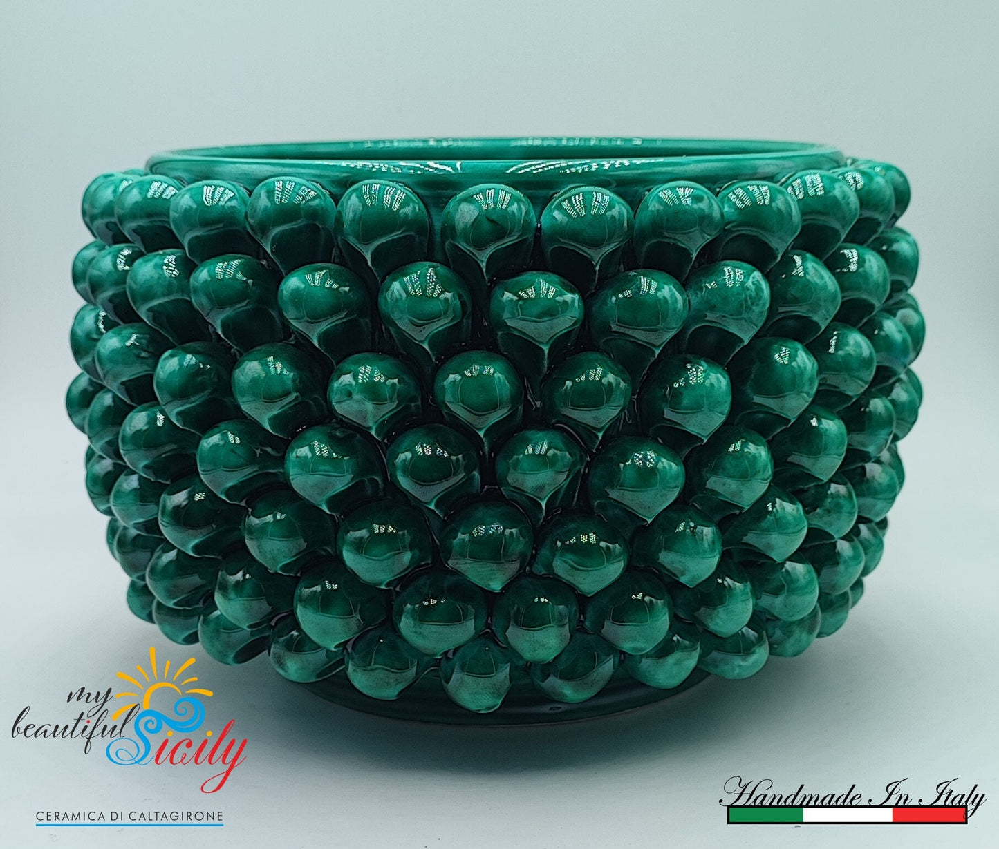 Splendido vaso a forma di Pigna di Caltagirone 22/23 dia