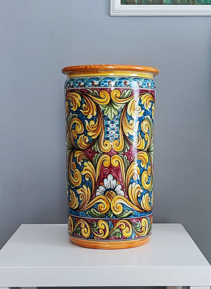 Portaombrelli in ceramica siciliana - Pezzo unico fatto a mano in stile mediterraneo