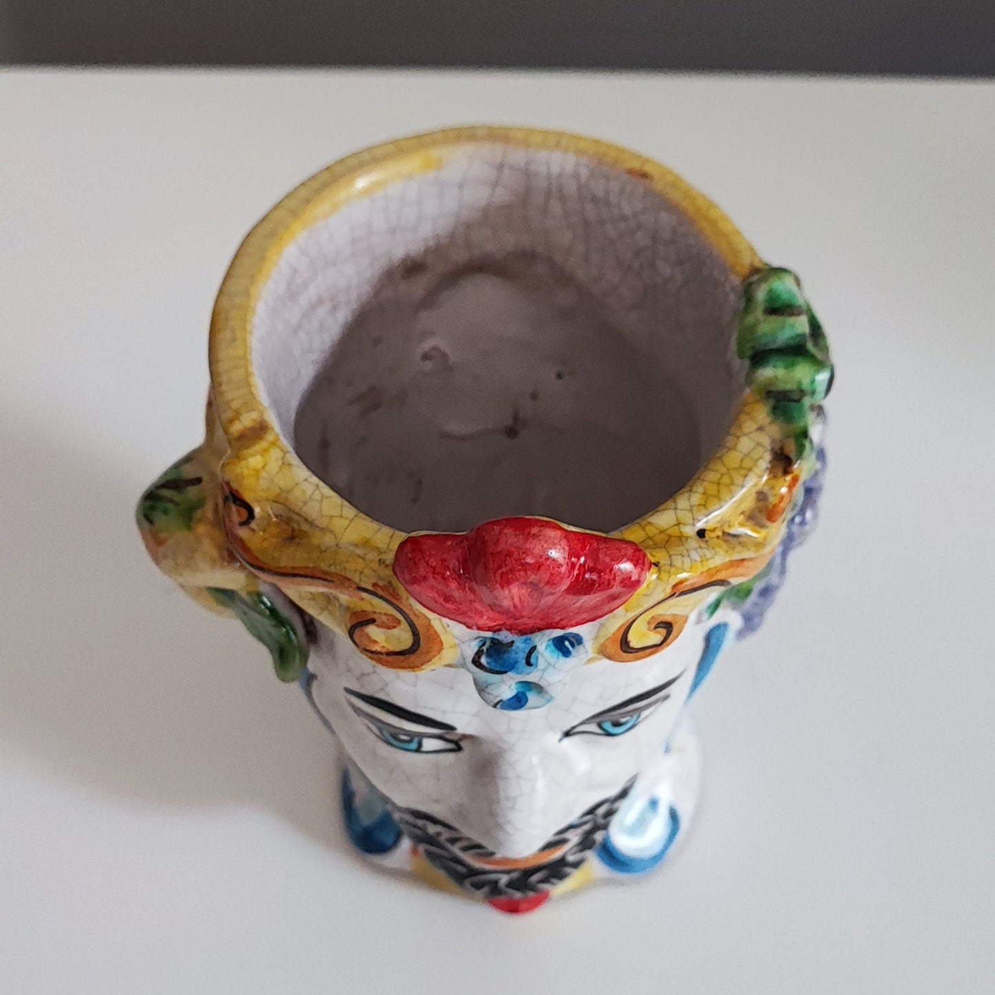 Testa di Moro da 14 cm con effetto screpolato e invecchiato