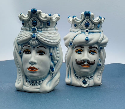 Handcrafted Ceramica di Caltagirone - Sicilian Normann Moorish Heads  - Unique Italian Pottery Sculpture