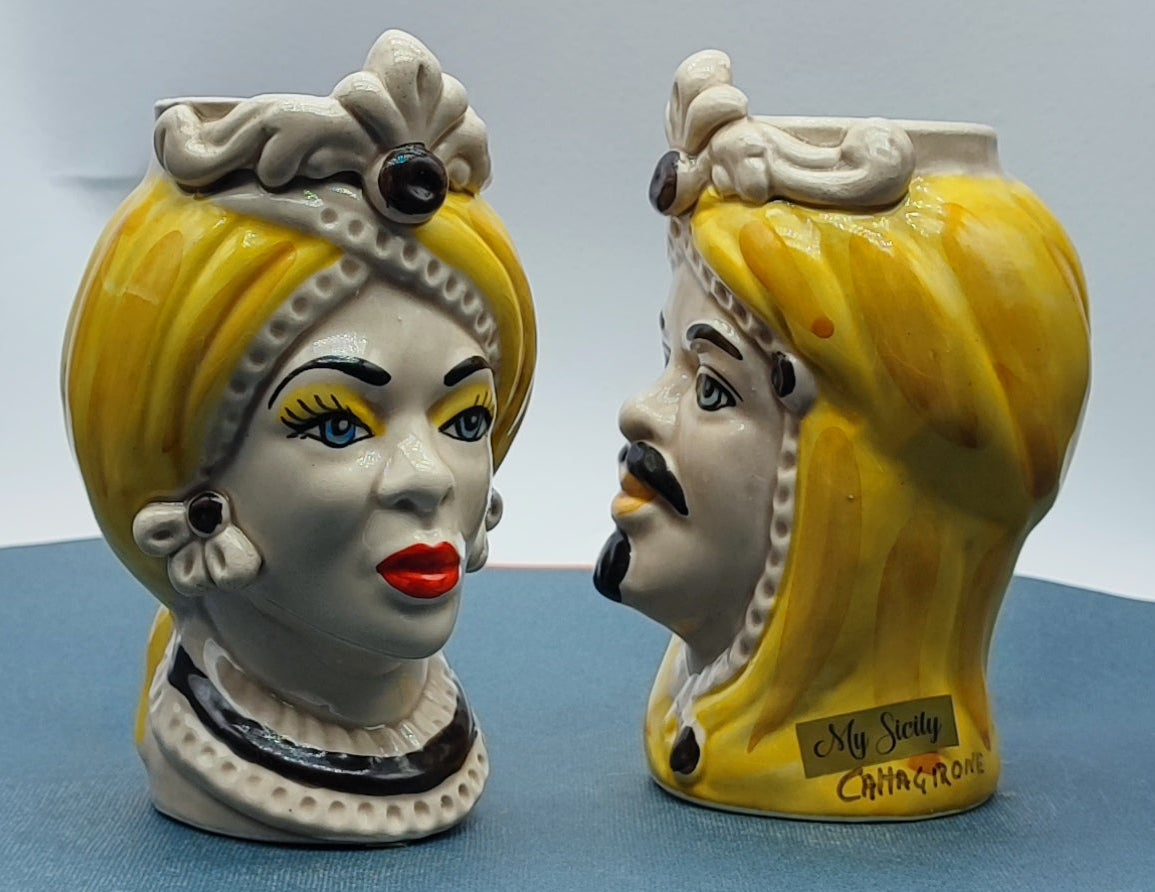 Ceramica di Caltagirone "Sicilian (Emiro Model) Moorish Heads."