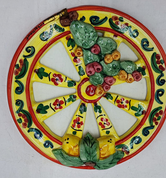 Splendid Sicilian Cart Wheel in Ceramica di Caltagirone 20 /21CM Approx Various colorings