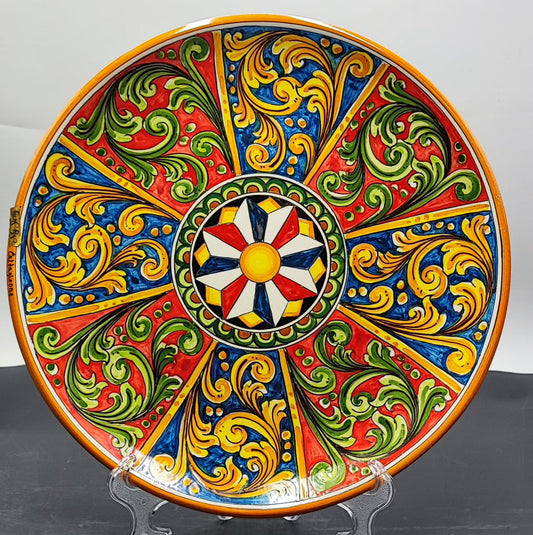 Caltagirone Ceramic handcrafted Baroque Plate 38 CM