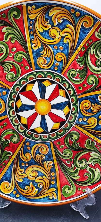 Caltagirone Ceramic handcrafted Baroque Plate 38 CM