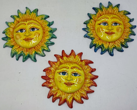 Caltagirone Ceramic Sun - Blue and Yellow (Diameter 17 cm)
