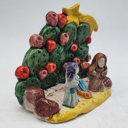 Presepe di natale in ceramica di caltagirone dipito a mano