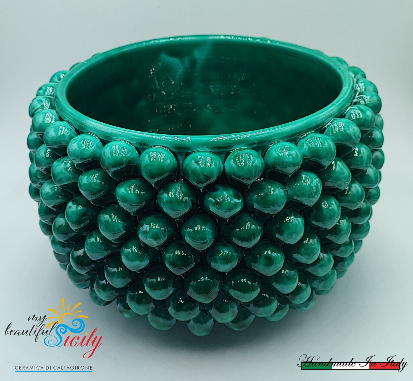 Splendido vaso a forma di Pigna di Caltagirone 22/23 dia